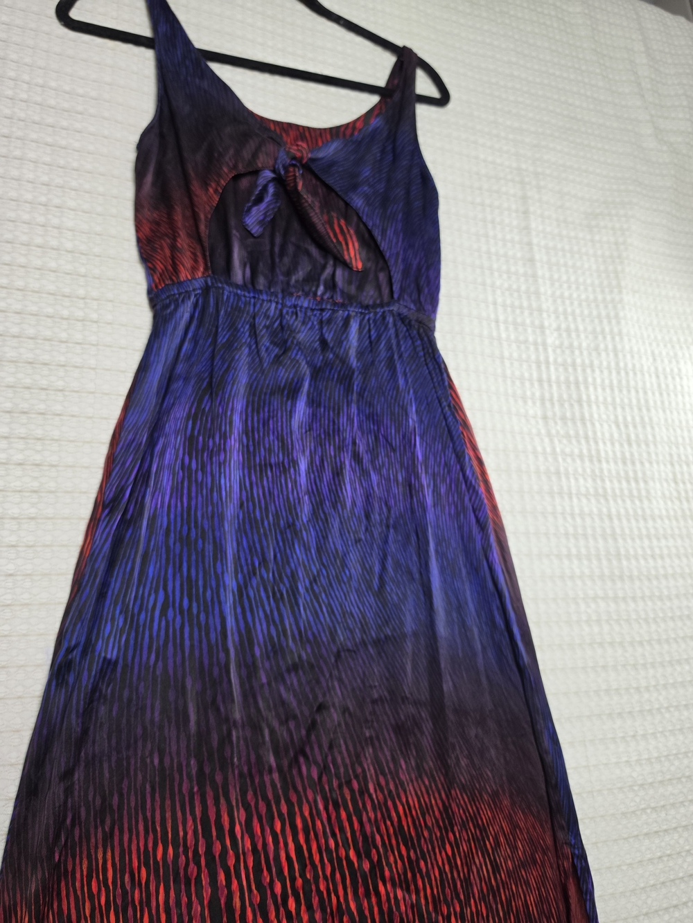 Club Monaco Purple and Red Tie-Front Maxi Dress